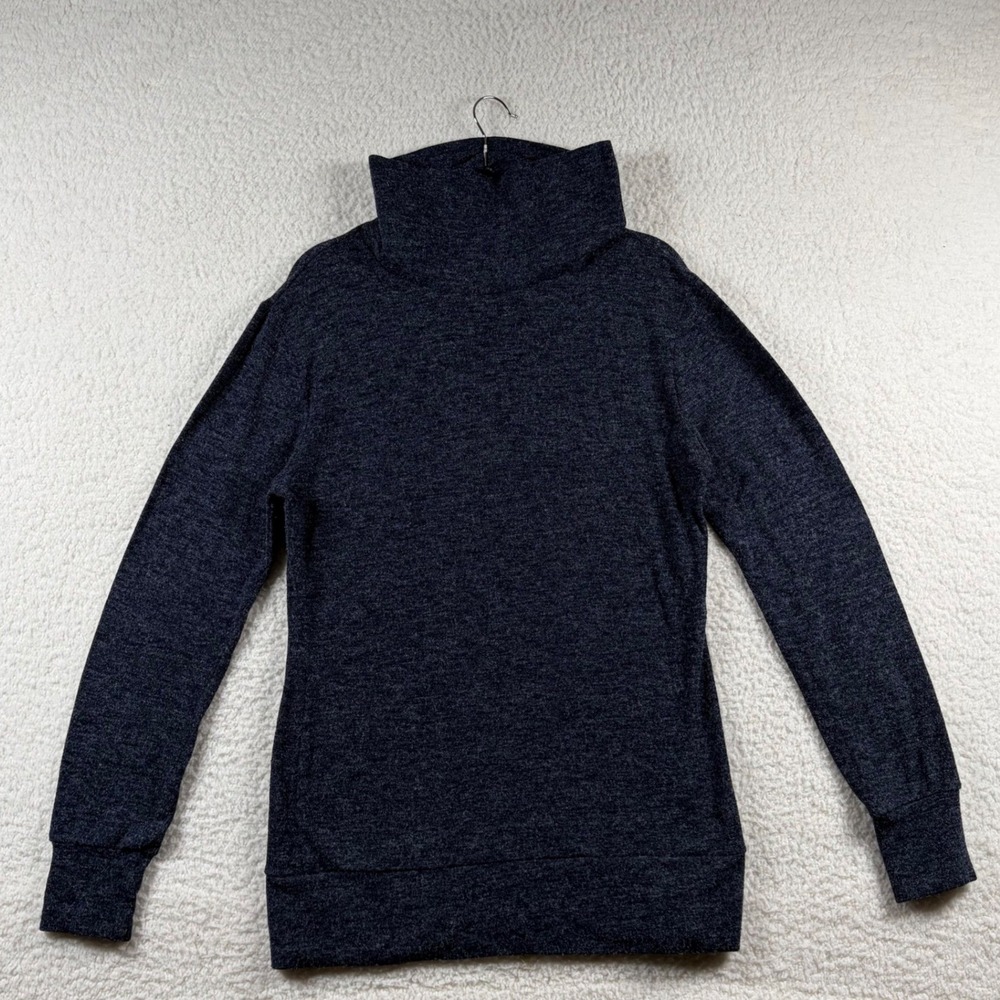 KAVU Sweetie Sweater Womens XL Cowl Funnel Neck Pullover Navy Blue Made Canada